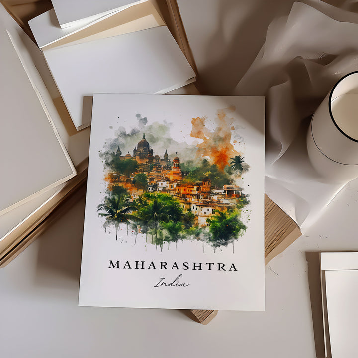 Maharashtra traditional travel art - India, Maharashtra print, Wedding gift, Birthday present, Custom Text, Perfect Gift