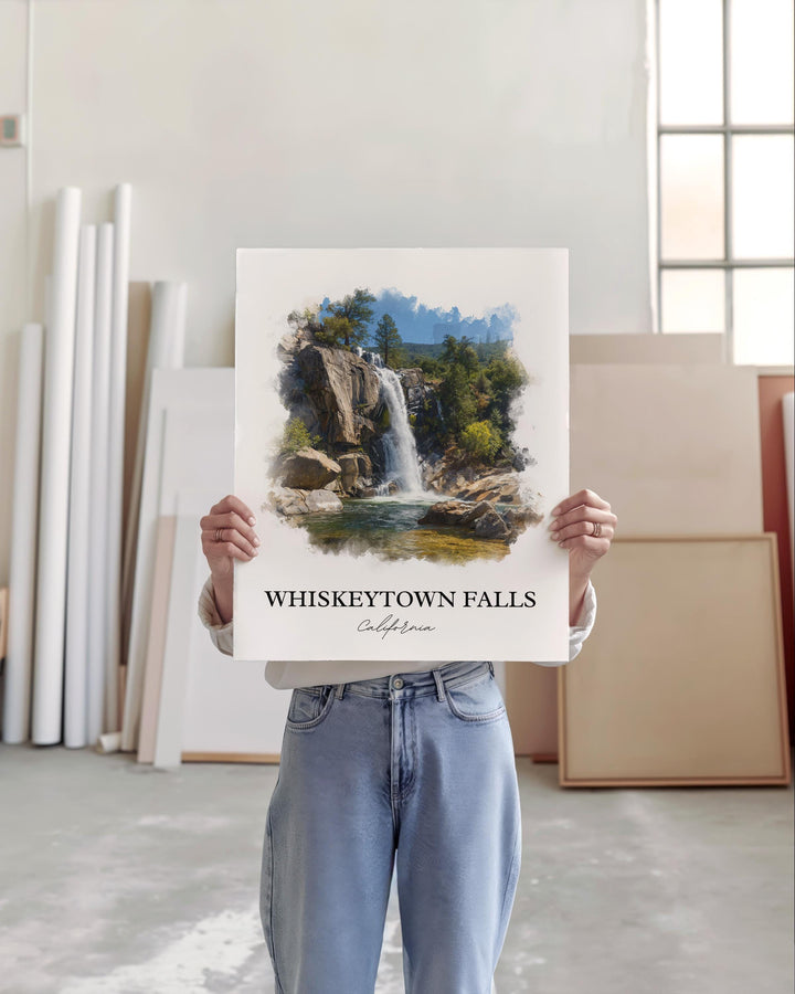 Whiskeytown Falls Wall Art, Redding Print, California Watercolor Art, Whiskeytown Falls Gift, Travel Print, Travel Poster, Housewarming Gift