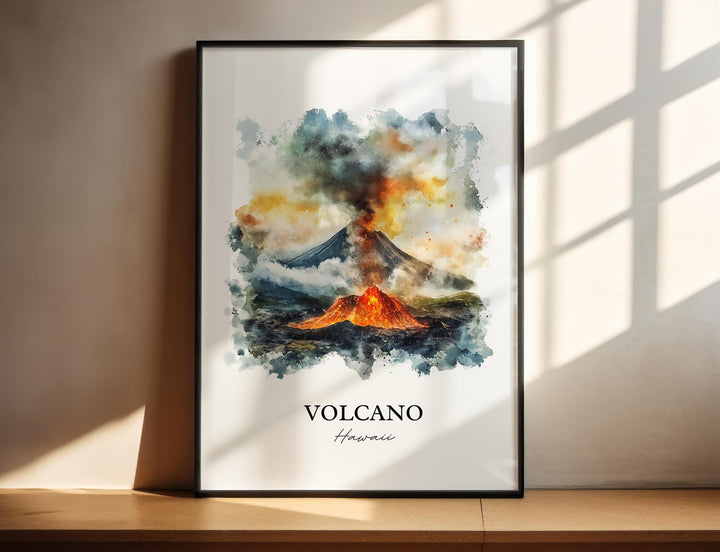 Volcano Village Hawaii Art, Hawaii County Print, Hawaii Watercolor Art, Volcano Hawaii Gift, Travel Print, Travel Poster, Housewarming Gift