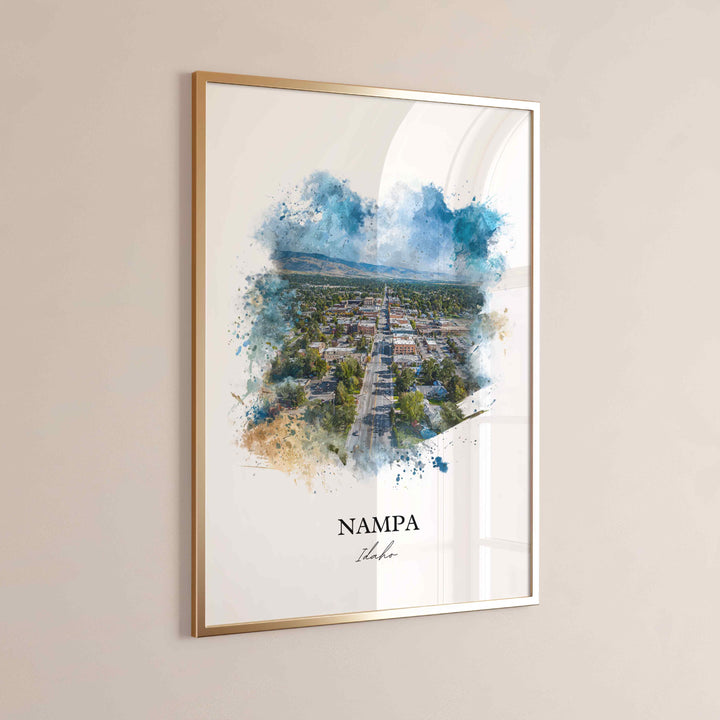 Nampa Idaho Wall Art, Nampa Print, Idaho Watercolor Art, Nampa Idaho Gift, Travel Print, Travel Poster, Housewarming Gift