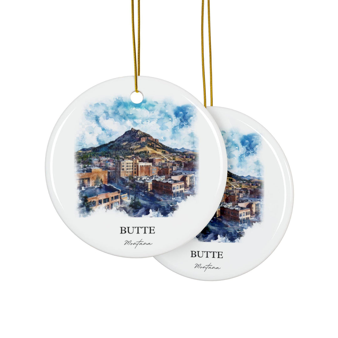 Butte Montana Ornament: Unique Montana Souvenir, Butte MT Xmas Decor, and Authentic Butte Gift