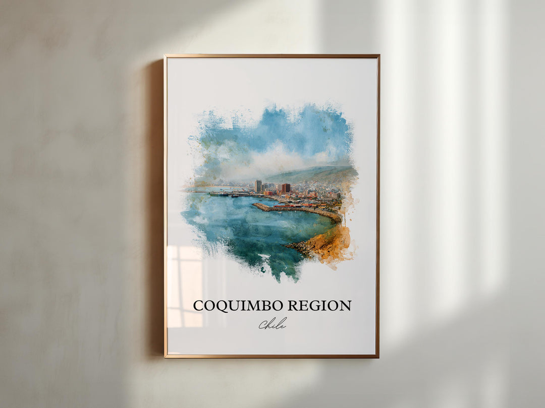 Coquimbo Chile Wall Art, Coquimbo Print, Chile Watercolor Art, Chile Gift, Chile Travel Print, Travel Poster, Housewarming Gift