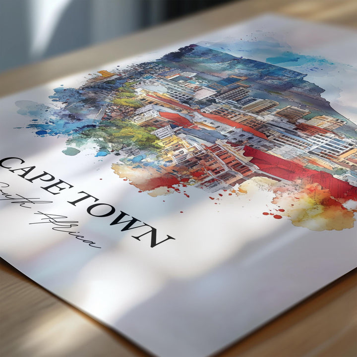 Cape Town Wall Art, Cape Town Print, South Africa Watercolor Art, Cape Town Gift, Travel Print, Travel Poster, Housewarming Gift