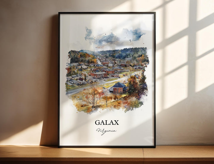 Galax VA Wall Art, Carroll County Print, Virginia Watercolor Art, Galax Virginia Gift, Travel Print, Travel Poster, Housewarming Gift