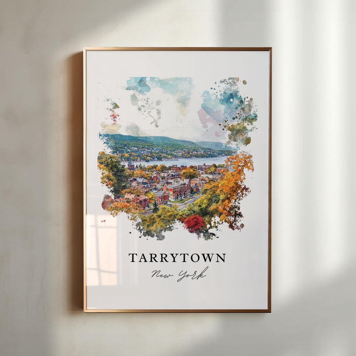 Tarrytown NY Wall Art, Tarrytown Town Print, Tarrytown Watercolor Art, Hudson Valley Gift,