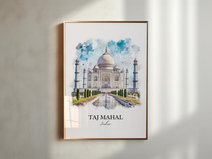 Taj Mahal Wall Art, Agra India Print, India Watercolor Art, Taj Mahal Gift, Travel Print, Travel Poster, Housewarming Gift