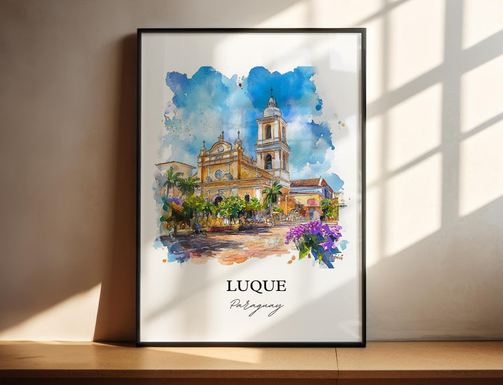 Luque Paraguay Wall Art, Asunción Print, Paraguay Watercolor Art, Luque Paraguay Gift, Travel Print, Travel Poster, Housewarming Gift