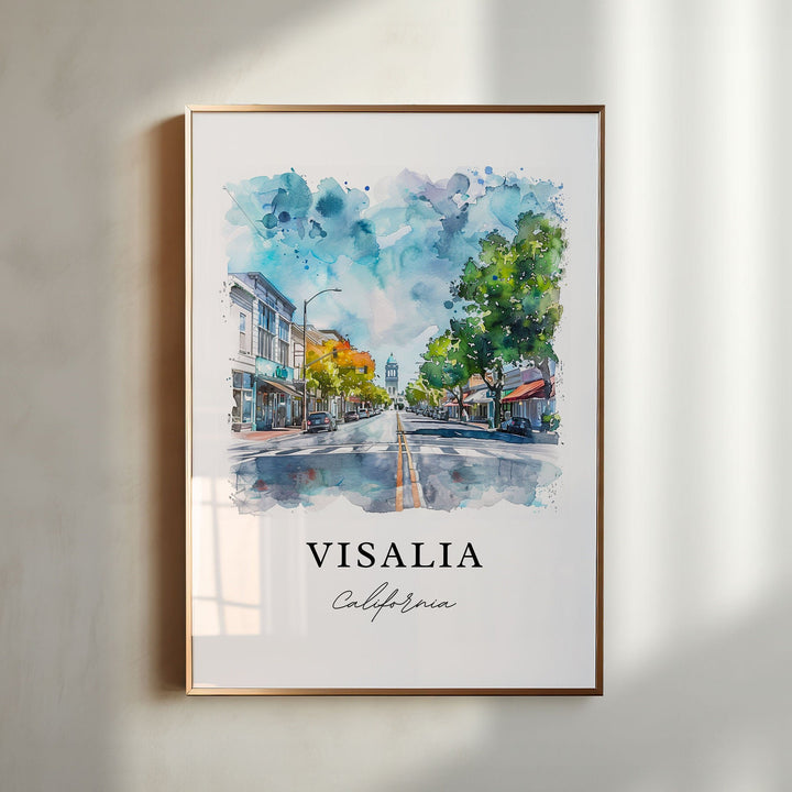 Visalia CA Art, Visalia Print, Vasalia California Watercolor Art, San Joaquin Valley Gift,