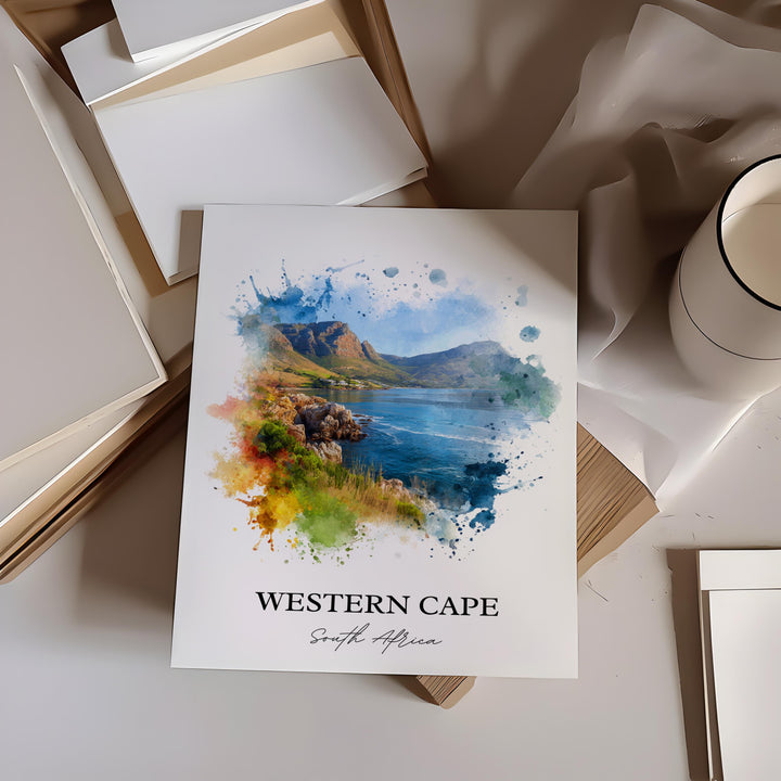 Western Cape Wall Art, South Africa Print, South Africa Watercolor Art, Western Cape Gift, Travel Print, Travel Poster, Housewarming Gift