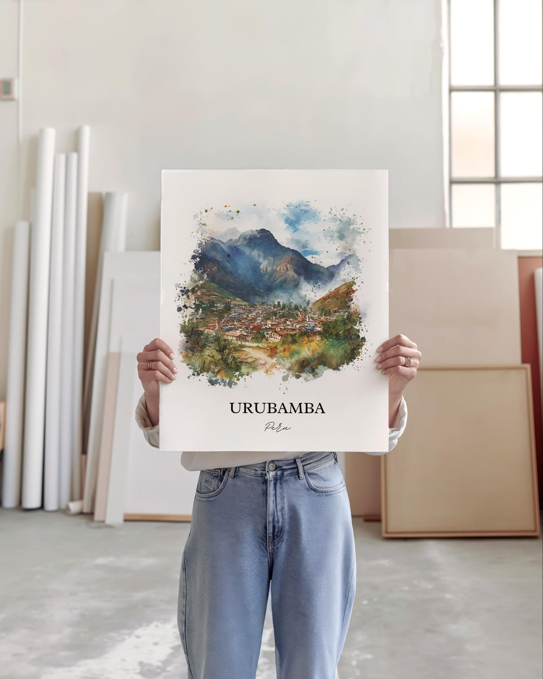 Urubamba Peru Wall Art, Sacred Valley Print, Peru Watercolor Art, Urubamba Peru Gift, Travel Print, Travel Poster, Housewarming Gift