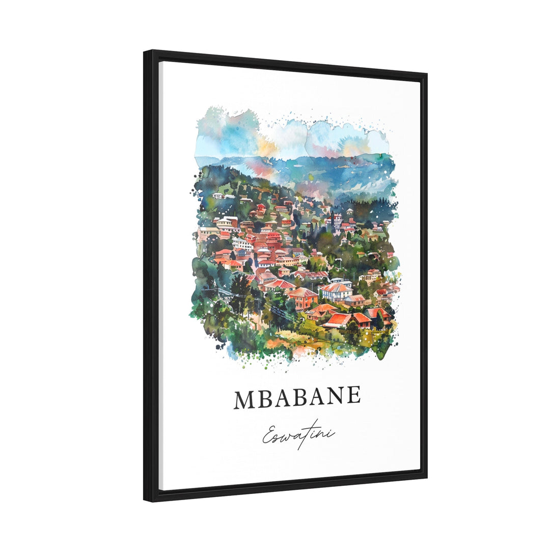 Mbabane Wall Art, Mbabane Print, Swaziland Watercolor, Eswatini Art Gift,