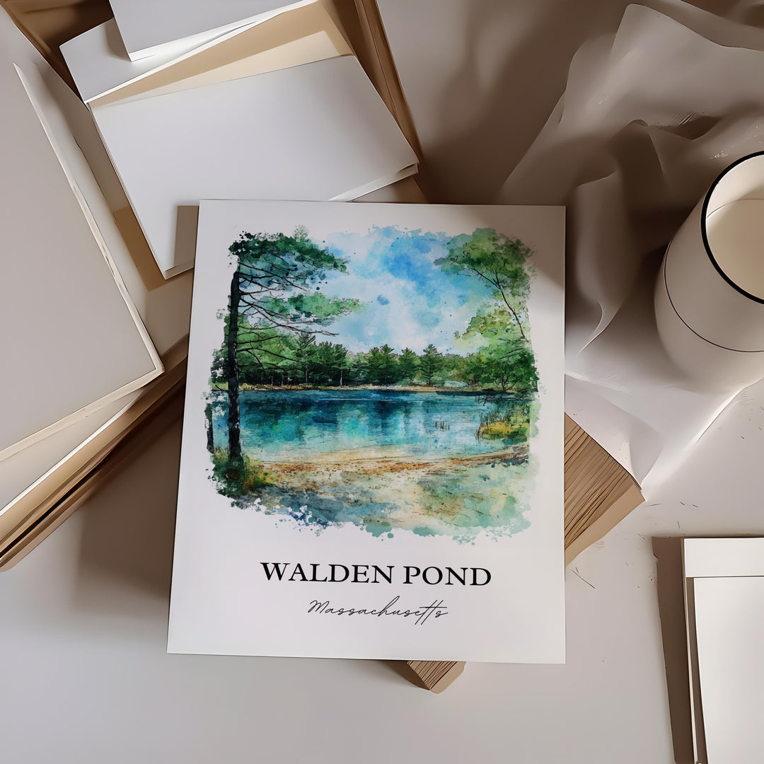 Walden Pond, Massachusetts, Massachusetts – Watercolor Art Print