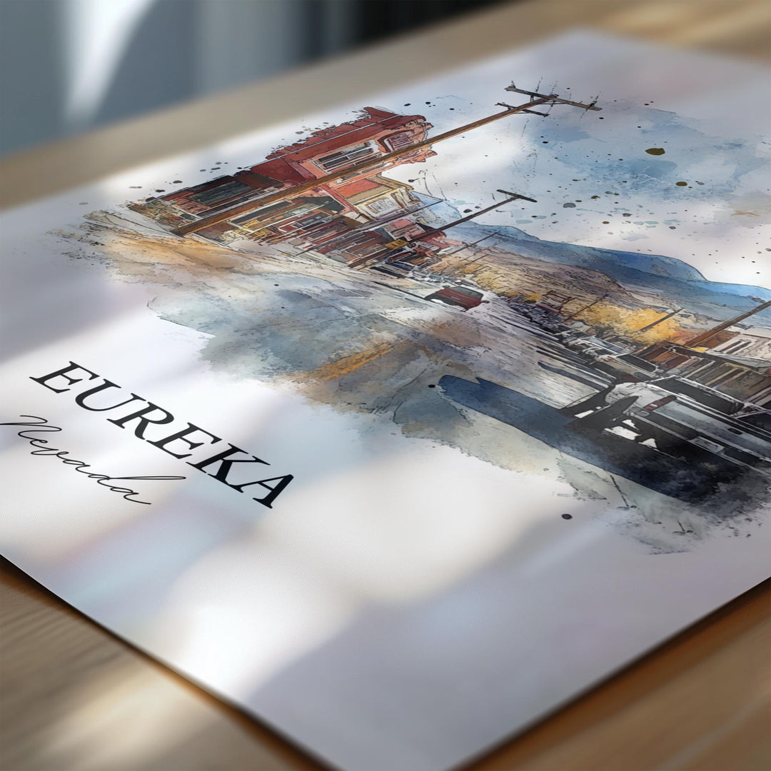Eureka NV Wall Art, Eureka Nevada Print, Nevada Watercolor, Eureka Nevada Gift, Travel Print, Travel Poster, Housewarming Gift