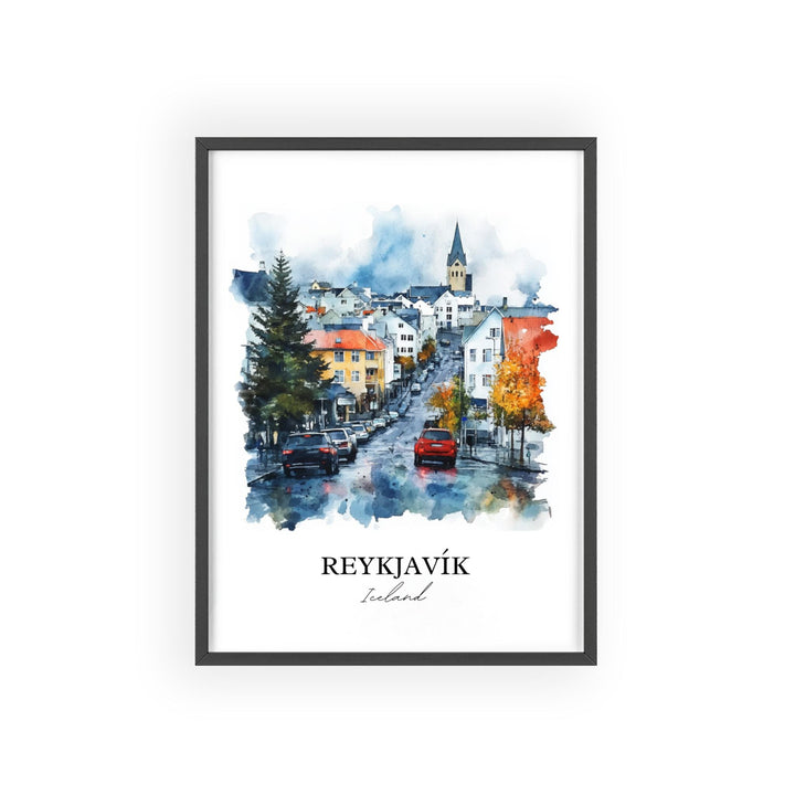 Reykjavik Wall Art, Reykjavik Print, Iceland Watercolor Art, Reykjavik Gift, Travel Print, Travel Poster, Housewarming Gift