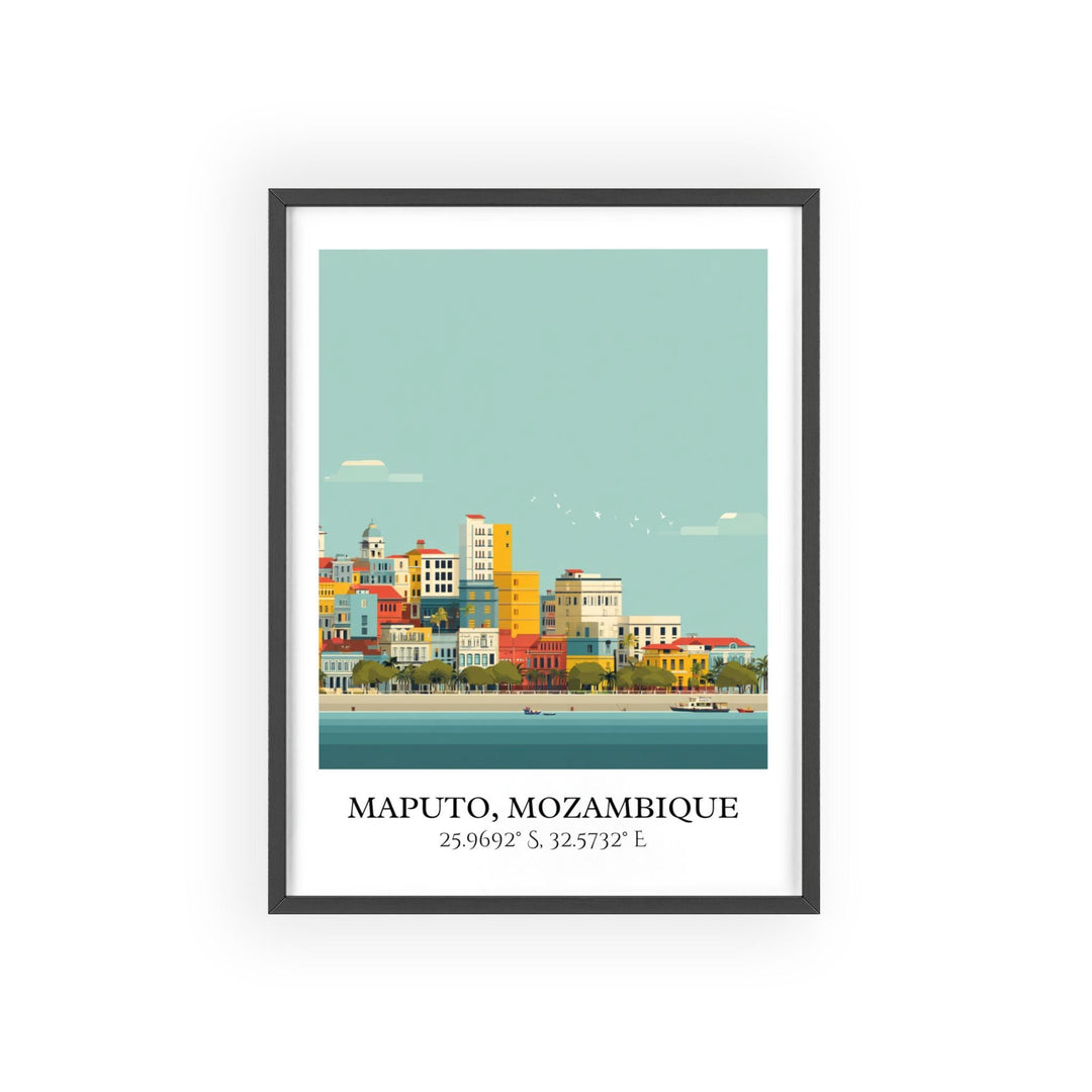 Maputo Art, Maputo Retro Travel Art, Maputo Mozambique Home Decor, Mozambique Gift, Mozambique Travel Art, Travel Prints, Housewarming Gift