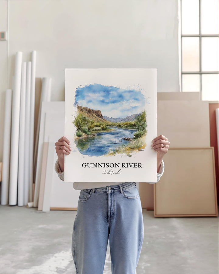 Gunnison River Wall Art, Gunnison Print, Colorado Watercolor Art, Gunnison River Gift, Travel Print, Travel Poster, Housewarming Gift