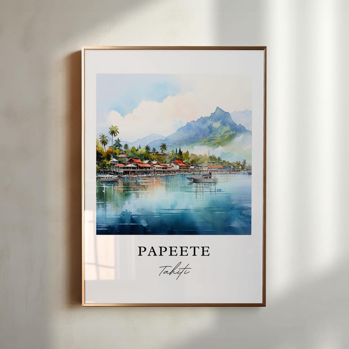 Papeete French Polynesia wall art - Tahiti, Papeete poster, Papeete Wedding gift, Papeete Birthday present, Custom Text, Personalized Gift