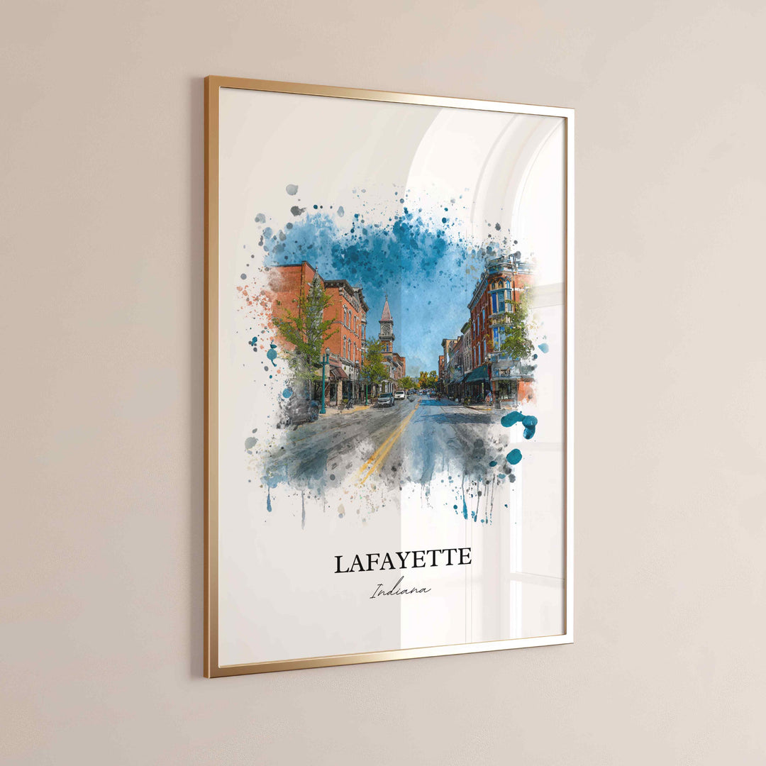 Lafayette, Indiana – Watercolor Art Print