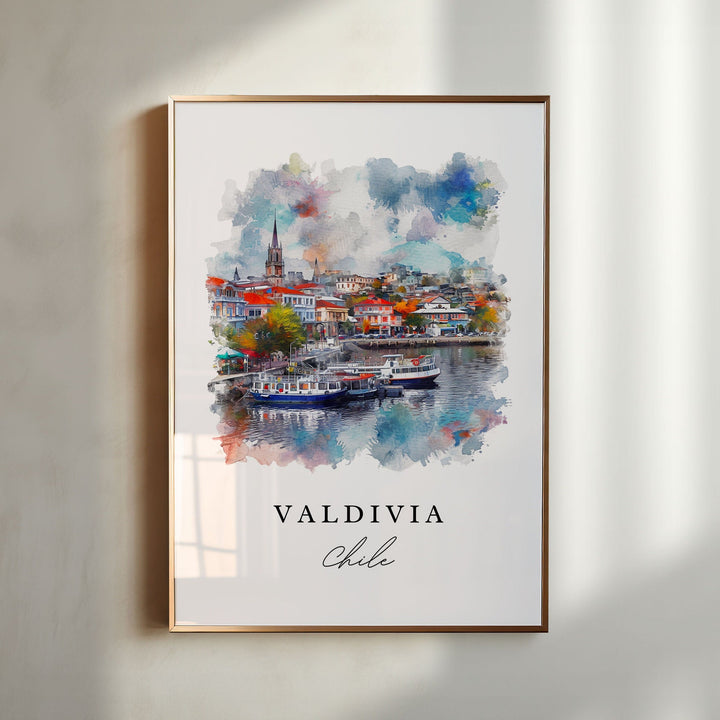 Valdivia Chile wall art - Chile, Valdivia print, Valdivia Wedding gift, Southern Chile Birthday present, Custom Text, Perfect Gift