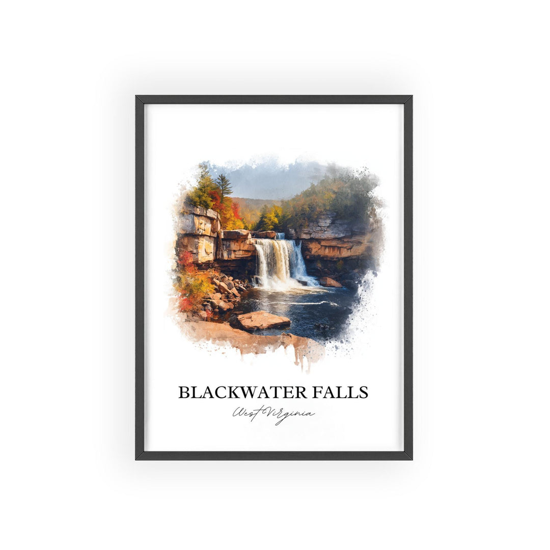 Blackwater Falls Art, Blackwater Falls WV Print, West Virginia Artwork, Thomas WV Gift, Travel Print, Travel Poster, Housewarming Gift