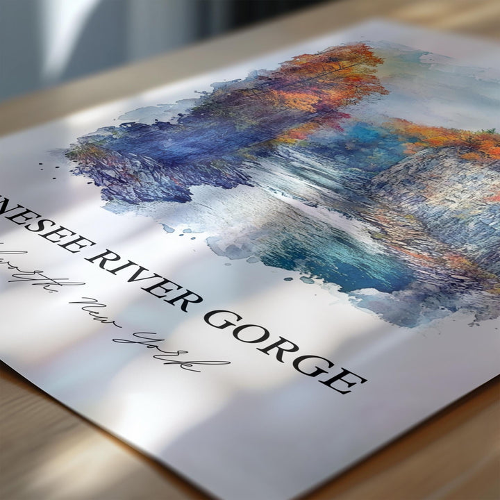 Genesee River Wall Art, Rochester Print, Genesee River Gorge Watercolor, Rochester NY Gift, Travel Print, Travel Poster, Housewarming Gift
