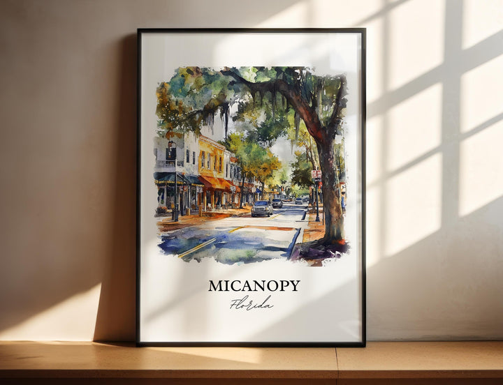 Micanopy FL Wall Art, Micanopy Print, Gainesville FL Watercolor Art, Alachua County FL Gift, Travel Print, Travel Poster, Housewarming Gift