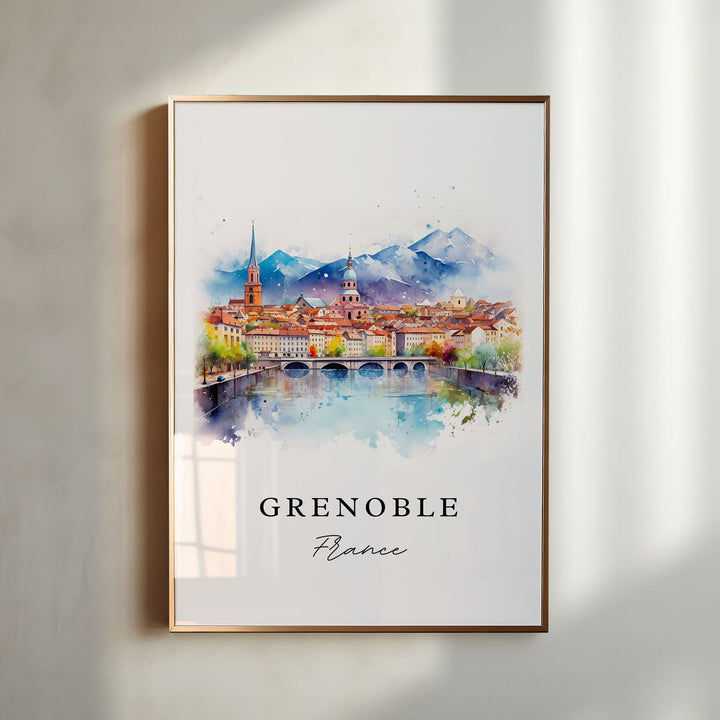 Grenoble France wall art - France, Grenoble poster print, Grenoble FR Wedding gift, Birthday present, Custom Text, Perfect Gift