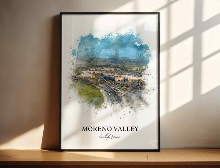Moreno Valley Art, Riverside County Print, San Bernardino Watercolor Art, Moreno Valley Gift, Travel Print, Travel Poster, Housewarming Gift