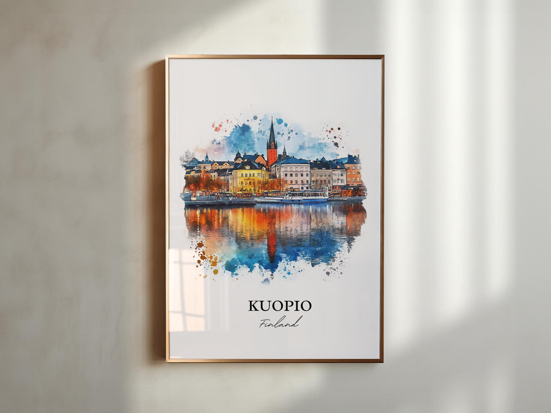 Kuopio Wall Art, North Savo Print, Finland Watercolor Art, Kuopio Finland Gift, Travel Print, Travel Poster, Housewarming Gift
