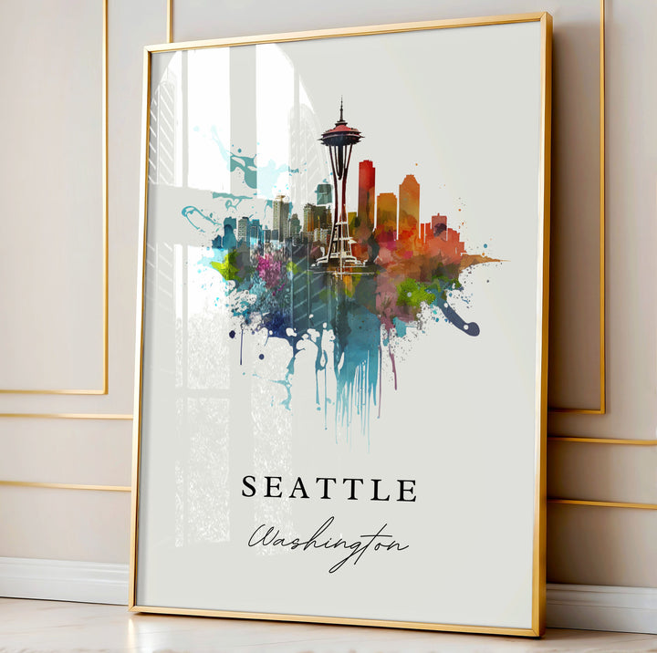 Seattle Washington wall art - Washington, Seattle poster, Seattle Skyline Wedding gift, Birthday present, Custom Text, Personalized Gift