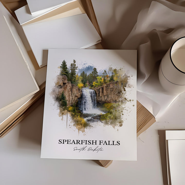 Spearfish Falls Wall Art, Spearfish Canyon Print, South Dakota Artwork, Spearfish Falls Gift, Travel Print, Travel Poster, Housewarming Gift