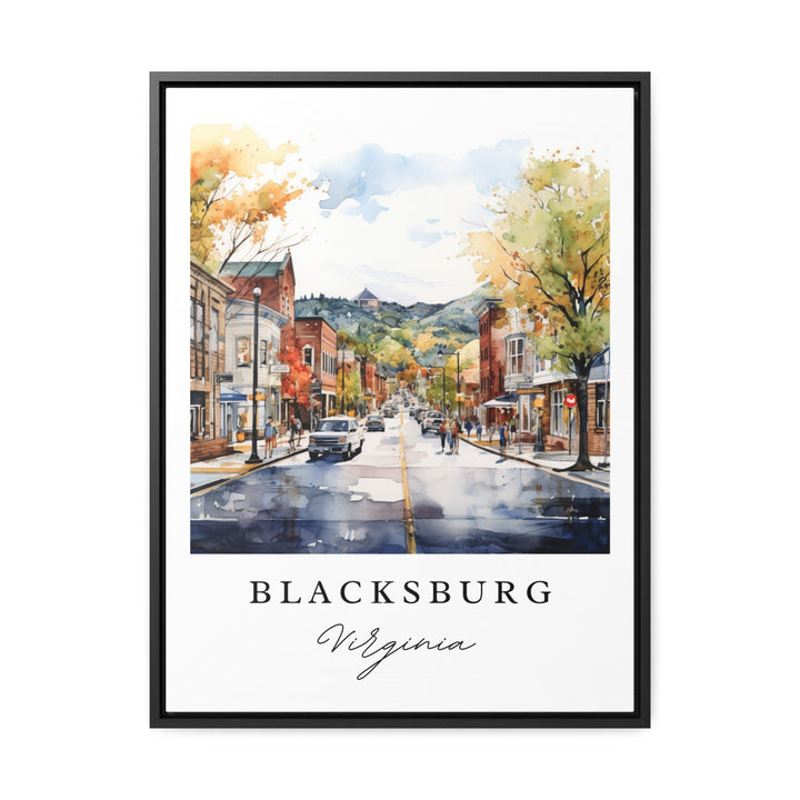 Blacksburg VA Wall Art - Virginia Tech Town Print