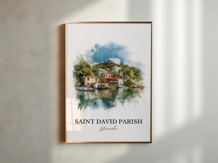 Saint David Parish Art, Grenada Print, Grenada Watercolor Art, Grenada Gift, Grenada Travel Print, Travel Poster, Housewarming Gift