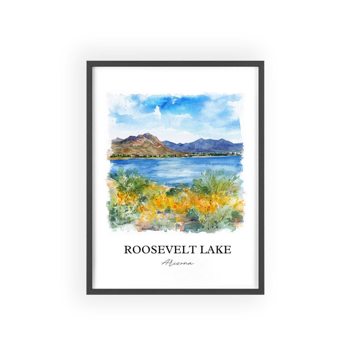 Roosevelt Lake Wall Art, Apache Junction Print, Arizona Watercolor Art, Roosevelt Lake Gift, Travel Print, Travel Poster, Housewarming Gift