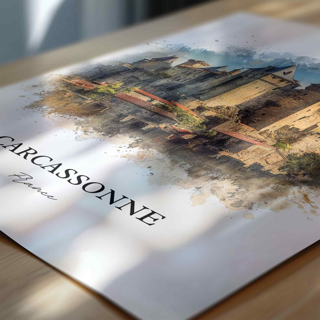 Carcassonne, France – Watercolor Art Print