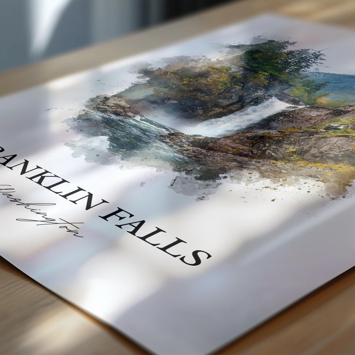 Franklin Falls Art, Snoqualmie River Print, Washington State Artwork, Franklin Falls WA Gift, Travel Print, Travel Poster, Housewarming Gift