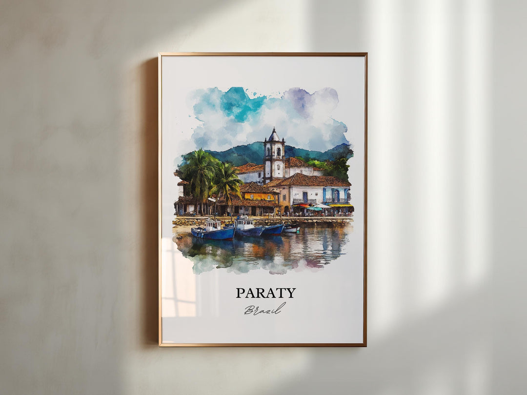 Paraty Brazil Wall Art, Costa Verde Brazil Print, Brazil Watercolor Art, Paraty Brazil Gift, Travel Print, Travel Poster, Housewarming Gift