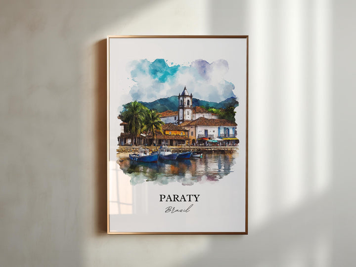 Paraty Brazil Wall Art, Costa Verde Brazil Print, Brazil Watercolor Art, Paraty Brazil Gift, Travel Print, Travel Poster, Housewarming Gift