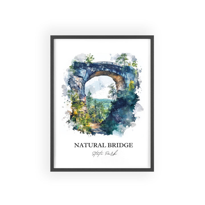 Natural Bridge State Park Art, Natural Bridge Print, Virginia Artwork, Natural Bridge Gift, Travel Print, Travel Poster, Housewarming Gift