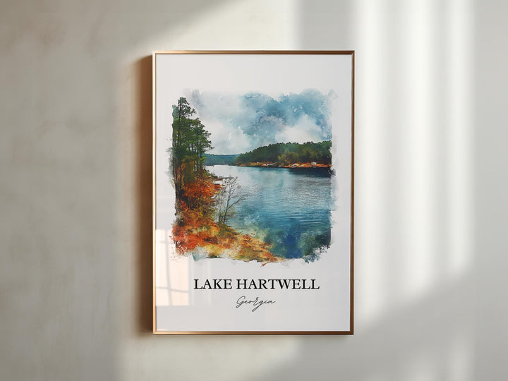 Lake Hartwell GA Wall Art, Savannah Print, Lake Hartwell Watercolor Art, Lake Hartwell Gift, Travel Print, Travel Poster, Housewarming Gift