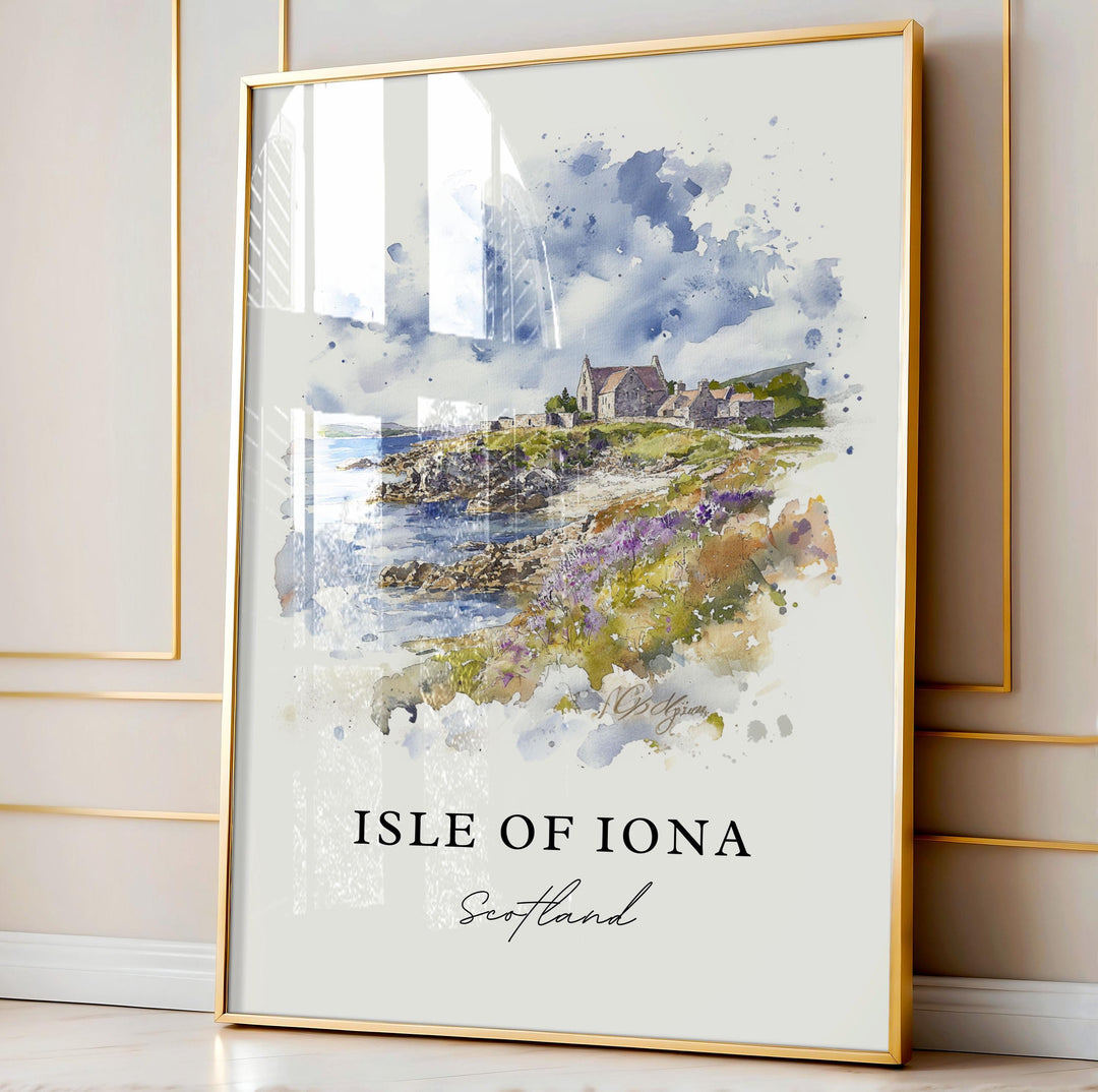 Isle of Iona Wall Art, Isle of Iona Print, Isle of Iona Watercolor Art, Inner Hebrides Gift,