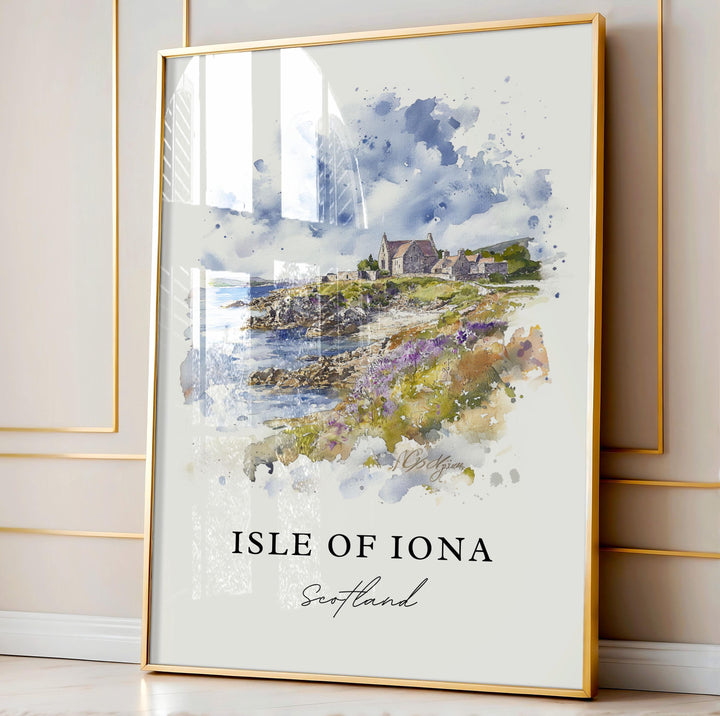 Isle of Iona Wall Art, Isle of Iona Print, Isle of Iona Watercolor Art, Inner Hebrides Gift,