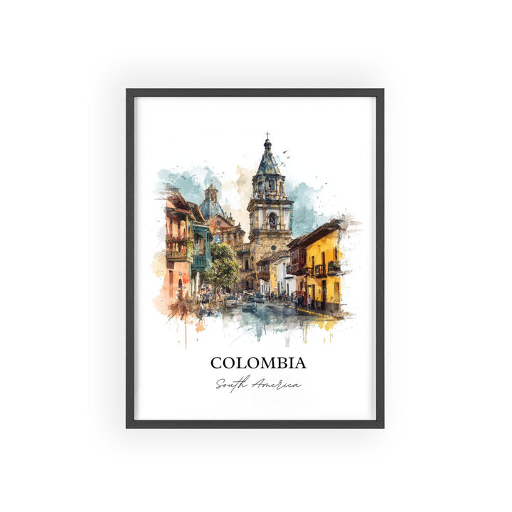 Colombia Wall Art, Colombia Print, Colombia Watercolor Art, Colombia Country Gift, Travel Print, Travel Poster, Housewarming Gift