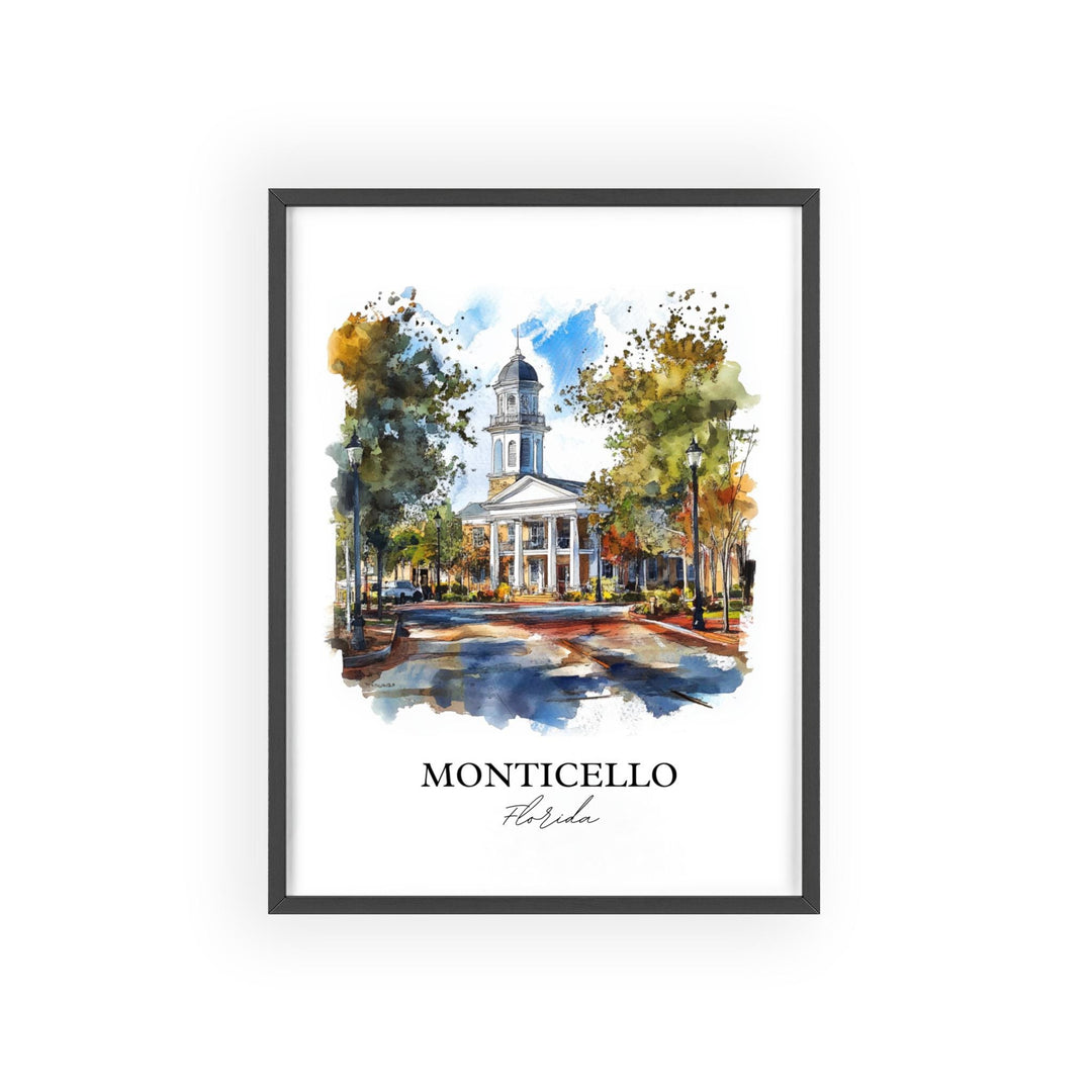 Monticello FL Wall Art, Monticello Florida Print, Florida Artwork, Jefferson County FL Gift, Travel Print, Travel Poster, Housewarming Gift