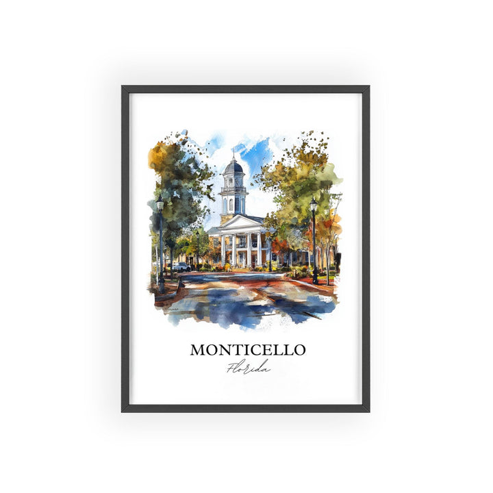 Monticello FL Wall Art, Monticello Florida Print, Florida Artwork, Jefferson County FL Gift, Travel Print, Travel Poster, Housewarming Gift