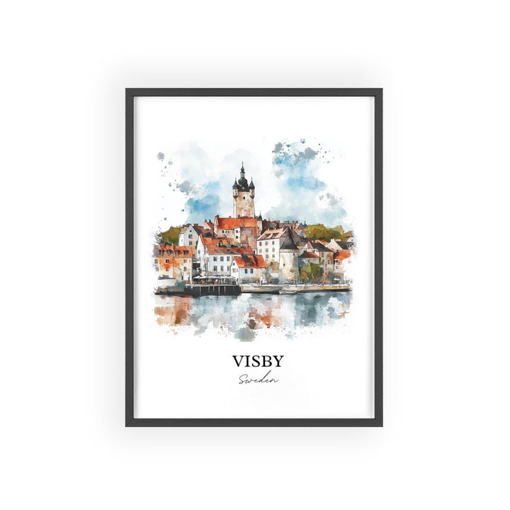Visby Travel Print Wall Art Visby Wall Hanging Home Décor Visby Gift Art Lovers Sweden Art Lover Gift Visby Poster