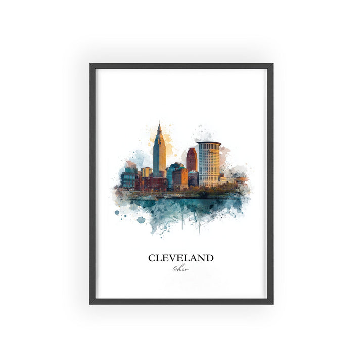 Cleveland, Ohio Art, Cleveland Print, Cleveland OH Watercolor Art, Cleveland Skyline Gift, Travel Print, Travel Poster, Housewarming Gift