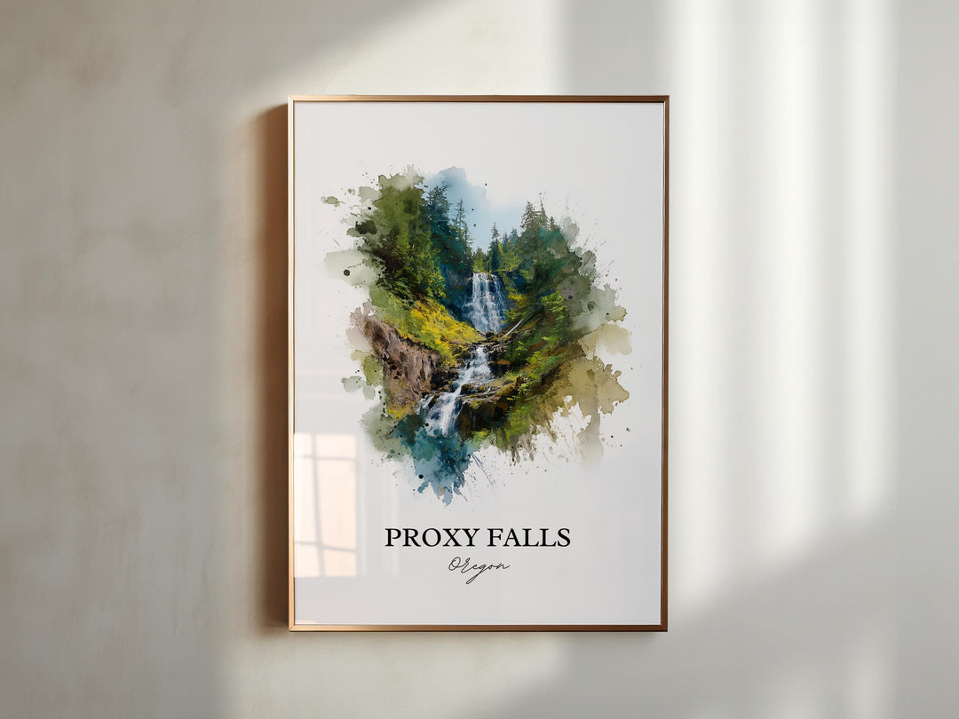 Proxy Falls, Oregon, USA – Watercolor Art Print
