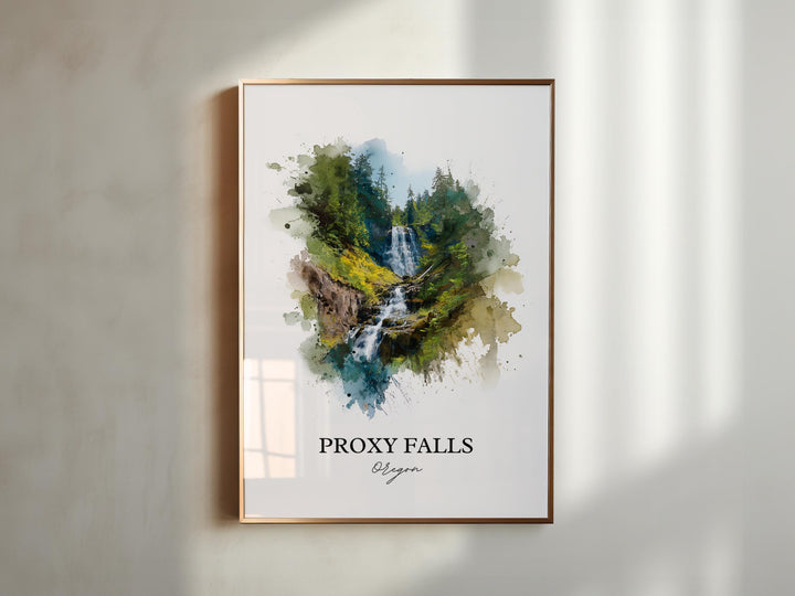 Proxy Falls, Oregon, USA – Watercolor Art Print