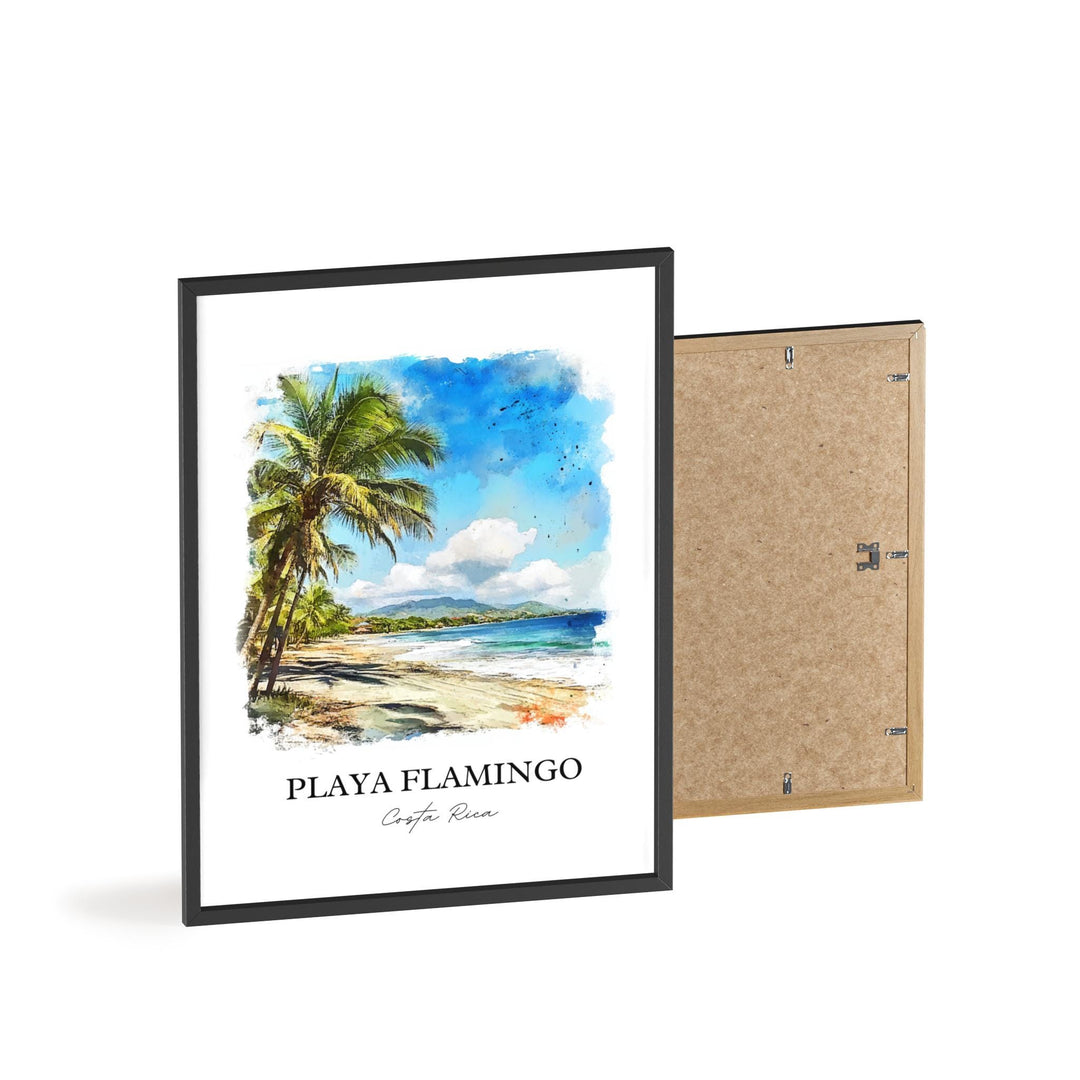Playa Flamingo Wall Art, Flamingo Beach Print, Costa Rica Watercolor, Playa Flamingo Gift, Travel Print, Travel Poster, Housewarming Gift